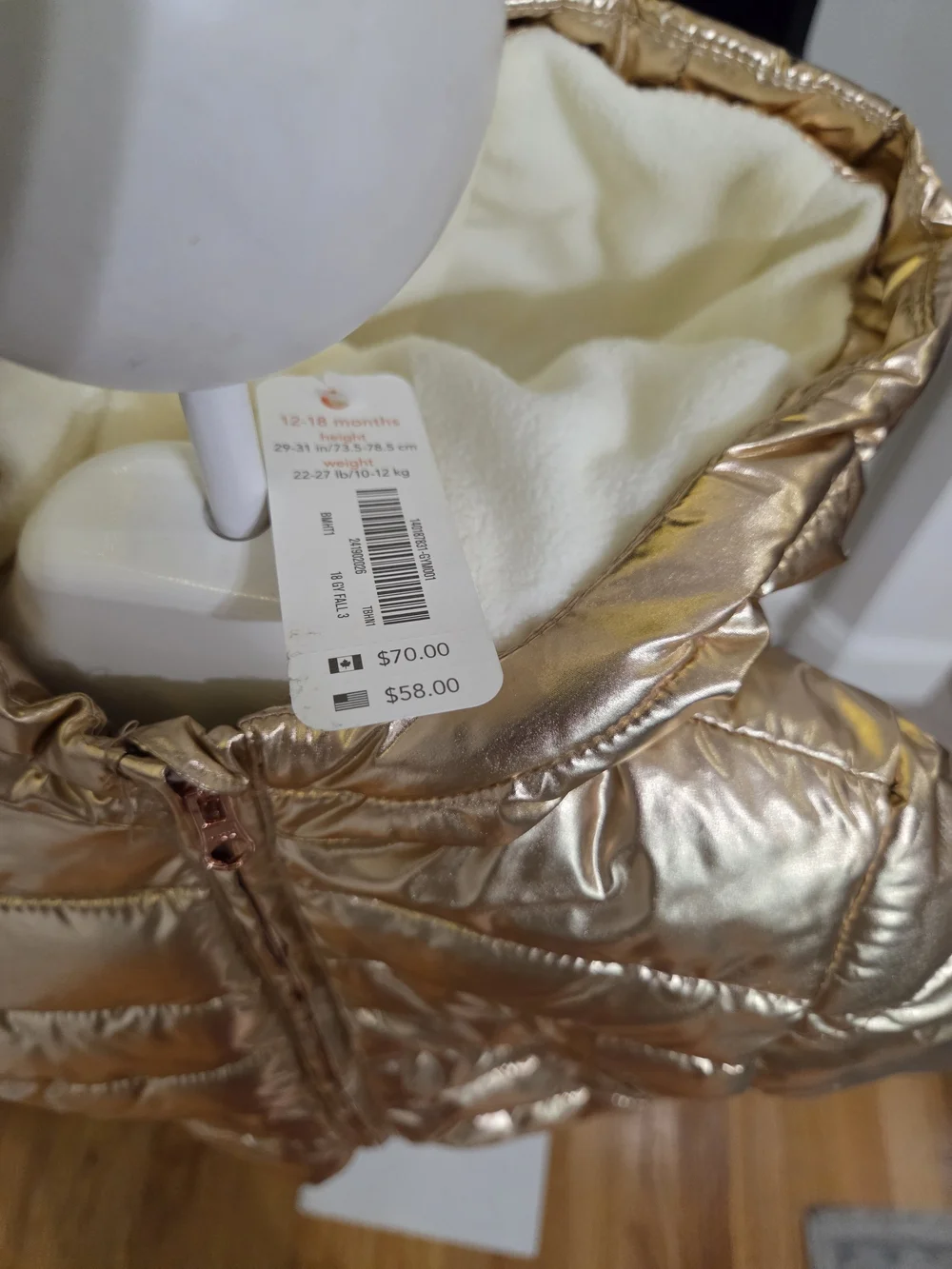 Gymboree Metallic Gold Puffer Jacket with Hood
